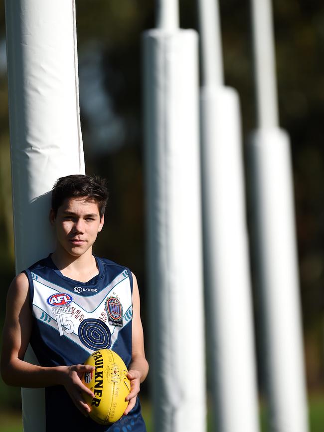 Kobi George played in the AFL u15 National Diversity Championships in Blacktown, Sydney and is the winner of the overall Young Sporting Spirit Individual award. Picture: Steve Tanner