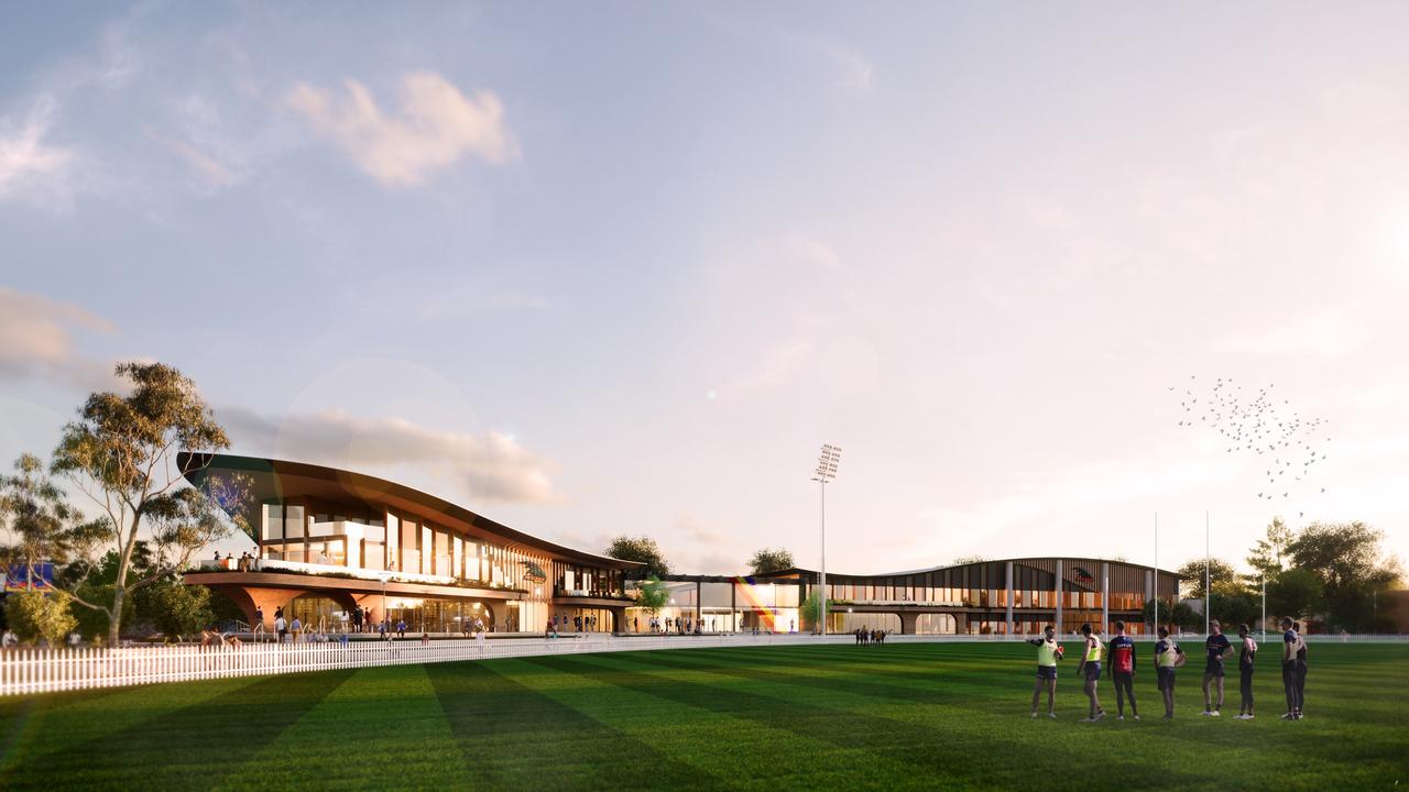 Artist impressions of the Adelaide Crows’ proposal for headquarters at the Brompton Gasworks site.