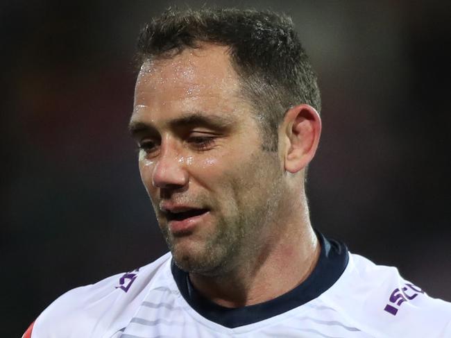 Dejected Melbourne Cameron Smith during the Sydney Roosters v Melbourne Storm NRL Preliminary Final at the SCG. Picture: Brett Costello