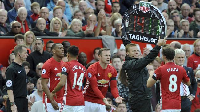 An electronic board as used in soccer for substitutions. Picture: AP