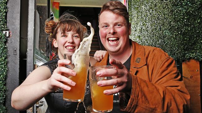Bartender at the Twisted Lime, Jocelyn Greenwell of Lenah Valley and owner, Joshua Wells of South Hobart are excited to be opening their doors today.   Picture: Zak Simmonds