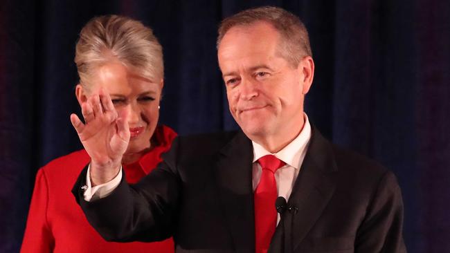 Bill Shorten makes his concession speech on election night. Picture: Scott Barbour/Getty Images