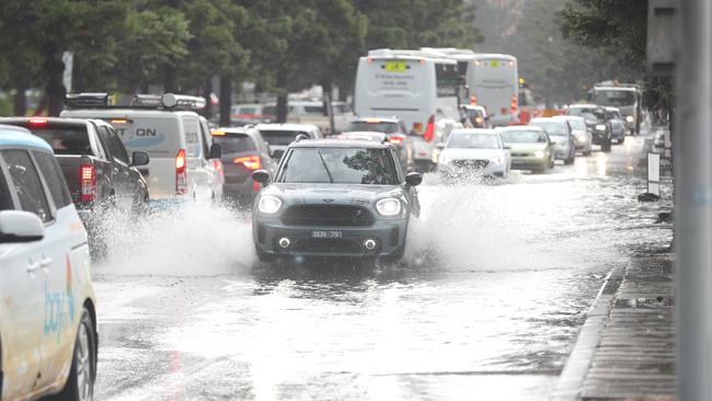 Flooding at the Waterfront, Geelong. Picture: Alan Barber