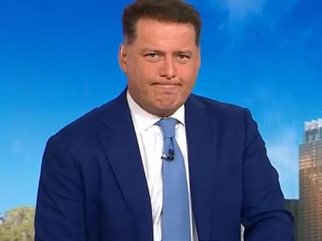 Karl Stefanovic silent on Today Show. Picture Nine News.JPG