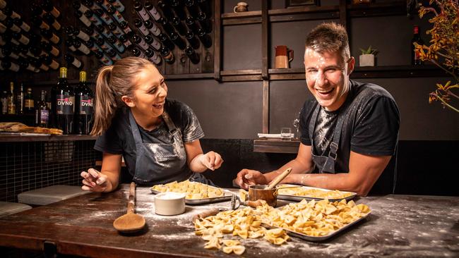 Chef couple Laura Cassai and Max Sharrad who run the kitchen at Adelaide restaurant Nido.