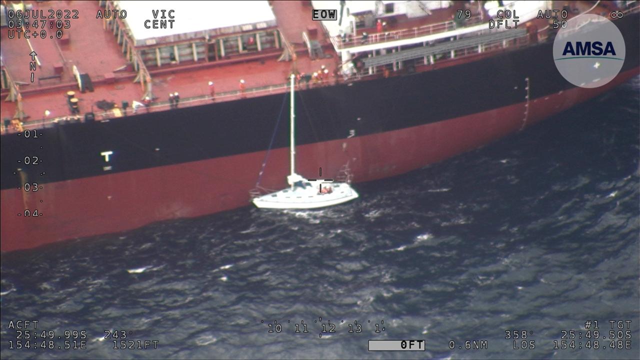 The sailor was taken back to land on Thursday morning after being injured. Picture: Australian Maritime Safety Authority