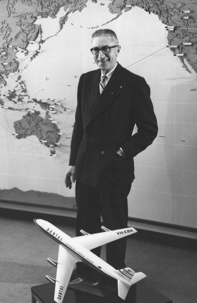 Sir Hudson Fysh – by then a knight – in his later days running Qantas.