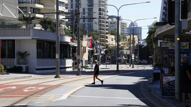 A deserted Surfers Paradise at 10.30am on Thursday. Picture: Tertius Pickard