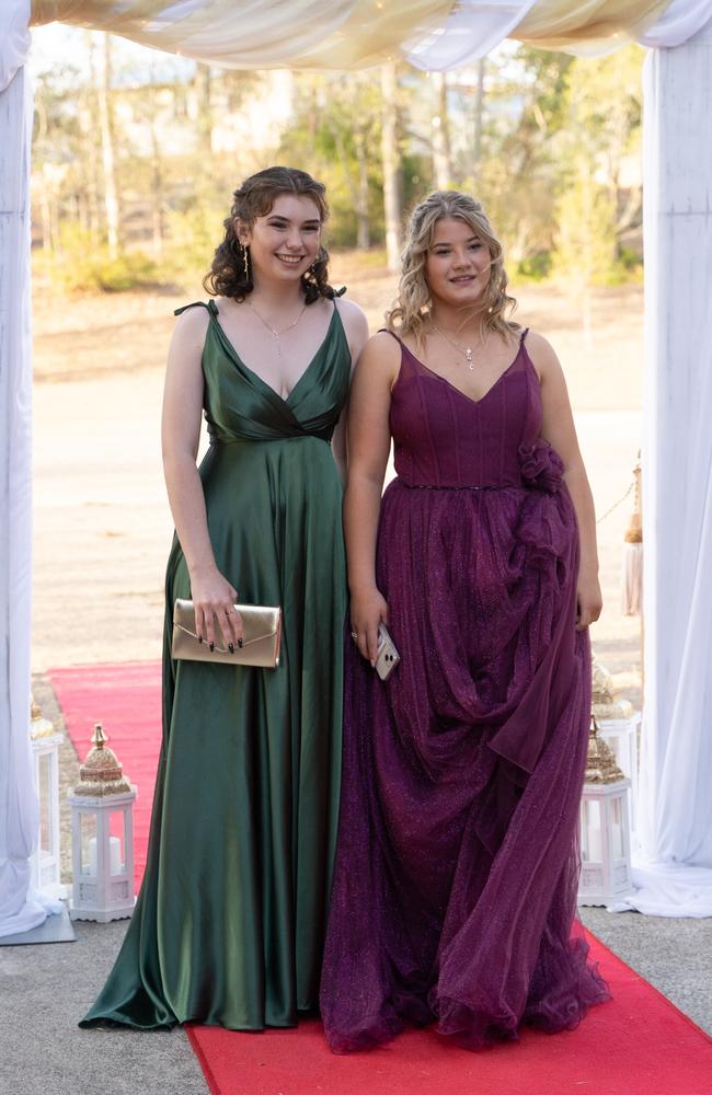 Krystal Smith and Annalys Harragon arrive at the Gympie State High School formal 2023. November 16, 2023. Picture: Christine Schindler