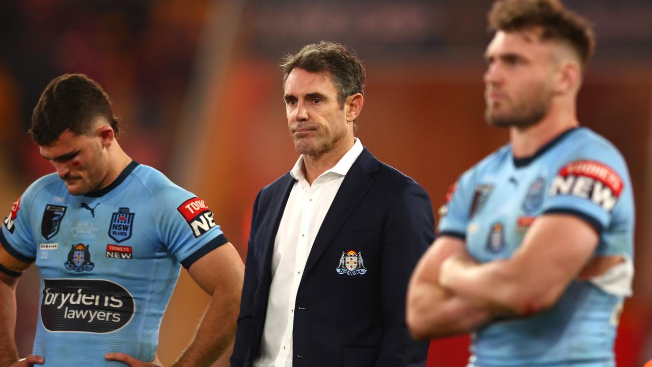 This has become an all-too-familiar sight for NSW coach Brad Fittler and the Blues. Picture: Chris Hyde/Getty Images