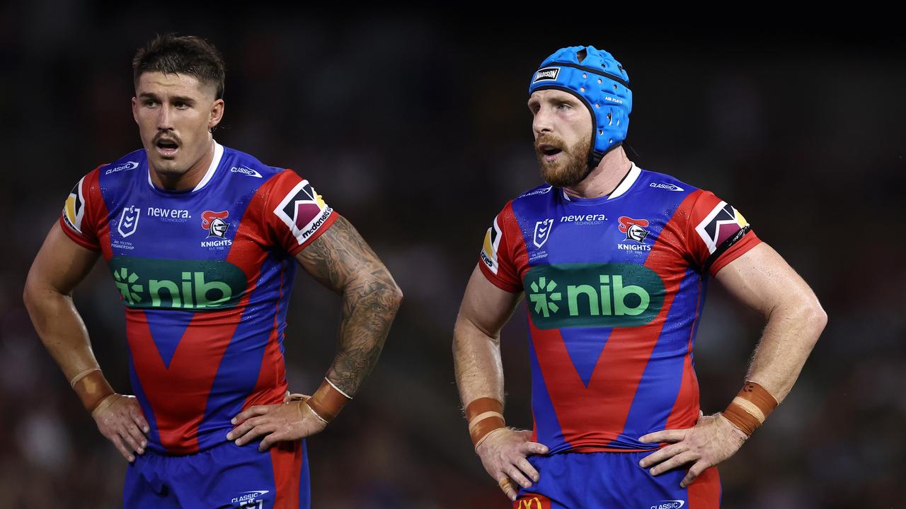 Knights coach Adam O’Brien has praised Jackson Hastings for how he handled being dropped, with the halfback set to return on Friday night. Picture: Brendon Thorne/Getty Images