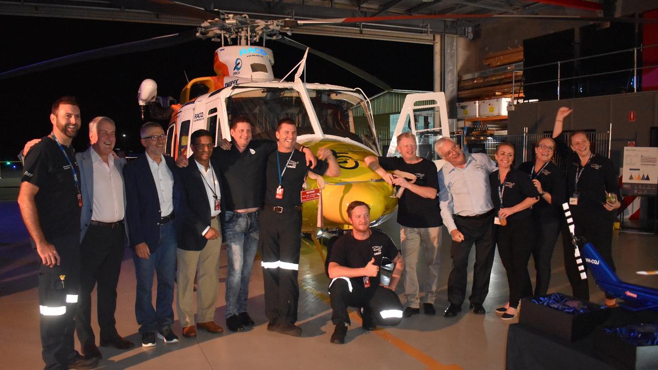 The RACQ CQ Rescue crew, team and board members at RACQ CQ Rescue's silver jubilee celebrations on Friday, April 9, 2021. Picture: Tara Miko