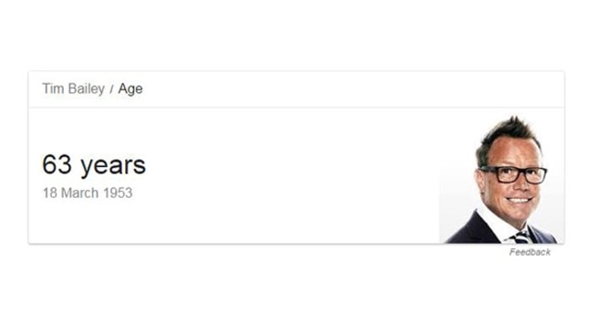 Tim Bailey's age on Google.