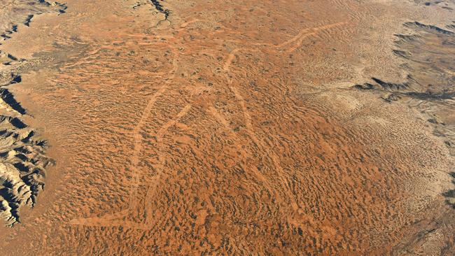 The view of the Marree Man from the air. Picture: Tom Huntley