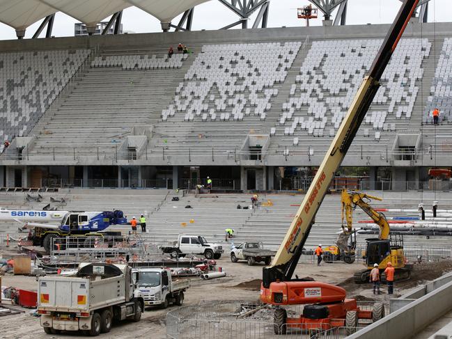 The stadium under construction in December. Picture: Jonathan Ng