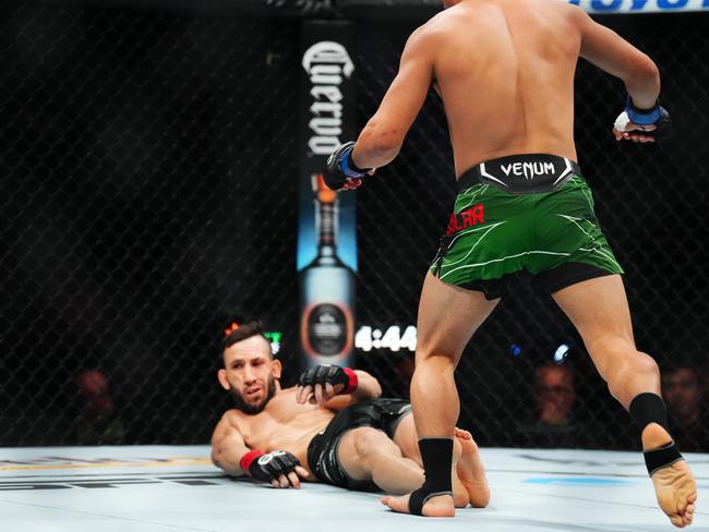 Aguilar didn’t need to add any follow up shots. Picture: Chris Unger/Zuffa LLC/Getty Images