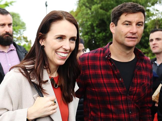 New Zealand Prime Minister Jacinda Ardern and her partner Clarke Gayford, pictured in October. Picture: Hannah Peters/Getty Images