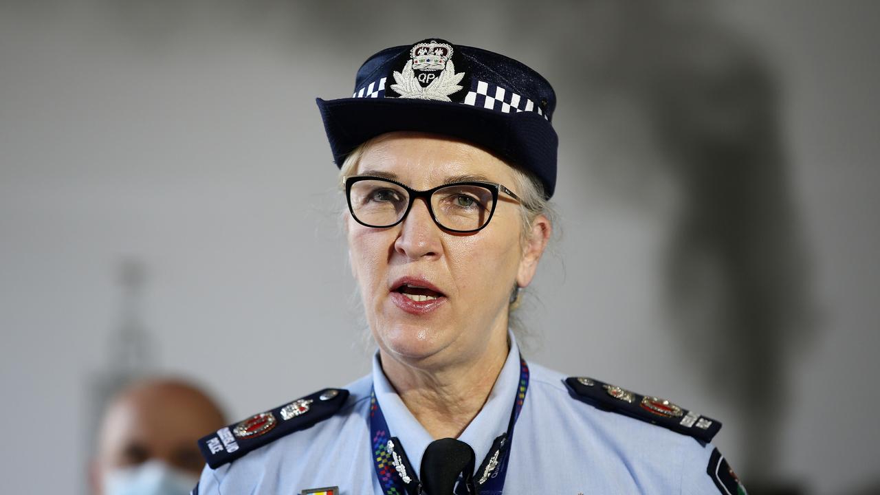 Queensland Police Commissioner Katarina Carroll pictured addressing the media outside a pop up vaccination clinic at Roma Street station, Brisbane 21st of December 2021. (Image/Josh Woning)