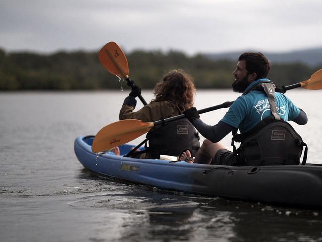 The Positive Change for Marine Life team in action running their weekly monitoring and mapping surveys of the Brunswick River. Picture: Positive Change for Marine Life