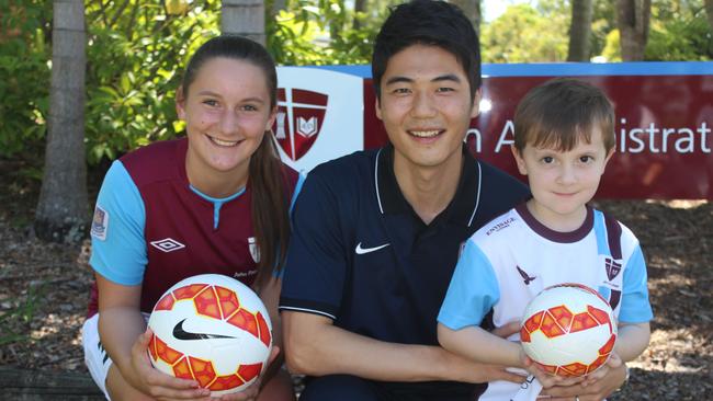 Former John Paul College student Ki Sung-yueng visits his former school in 2015. Picture: Supplied.