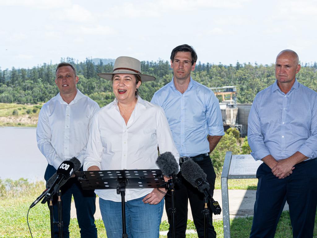 Premier Annastacia Palaszczuk during her heated press conference near Bundaberg. Photo Paul Beutel