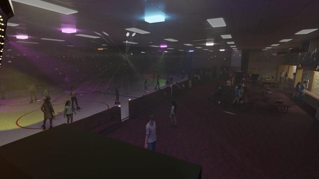 CGI recreations of the interior of Skaters Paradise, the Gold Coast's famous roller skating rink, as it appeared in 1995. Picture: Jamie Hinton.