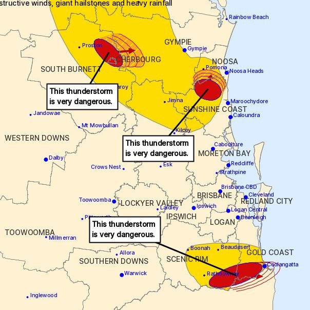 Three dangerous storm cells are impacting SEQ.