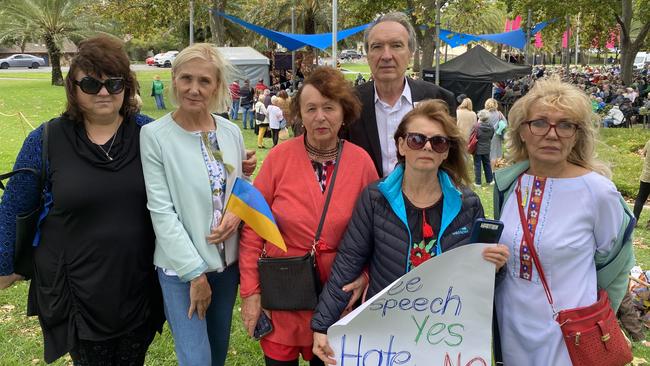 Members of the South Australian Ukrainian community including Nataliia Bakhurynska, second from left, at Writers’ Week. Picture: Todd Lewis