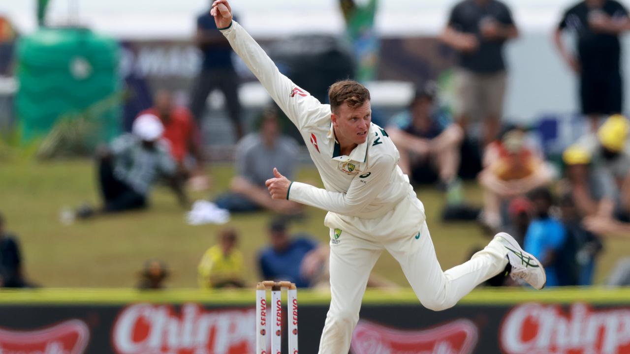 Matthew Kuhnemann‘s action was tested after he took 16 wickets in Sri Lanka. Picture: Buddhika Weerasinghe/Getty Images