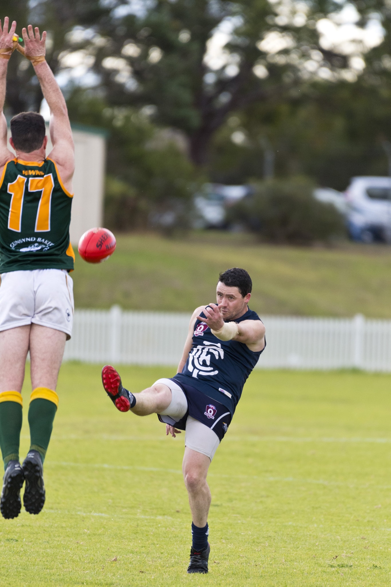 Robert Baker scores for Coolaroo against Goondiwindi in AFL Darling Downs round one at Rockville Oval, Saturday, July 11, 2020. Picture: Kevin Farmer