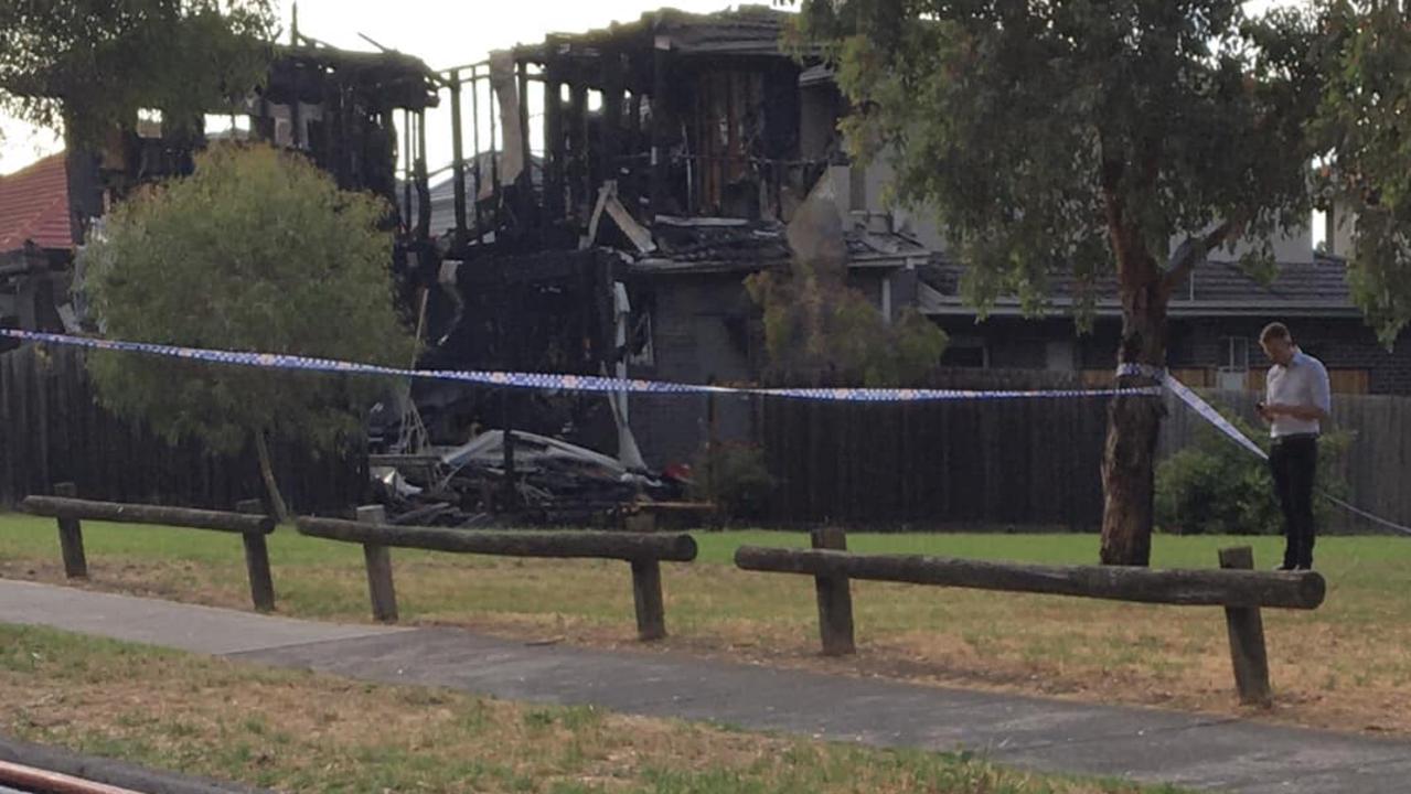 The online shoe photo is of a Rhodes Pde unit in rubble after a fire. Victoria Police said an investigation was ongoing.Photo: Facebook