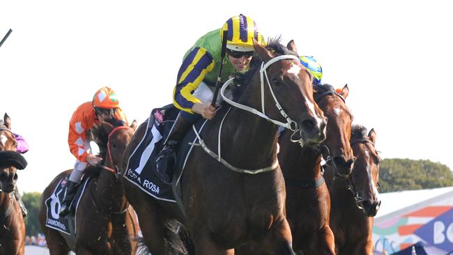 Photographs: Simon Bullard. Race 6 - 2:35PM JAMES BOAG'S PREMIUM AUSTRALIAN OAKS (2400 METRES). Winner 'Sofia Rosa' ridden by Hugh Bowman.