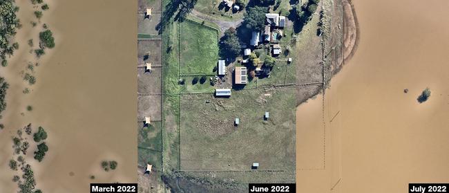 Windsor flooding in March, June and July. Aerial imagery by Nearmap.