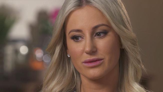 Roxy Jacenko and her husband Oliver Curtis don’t speak about the criminal activity that put him behind bars. Picture: Channel 9.