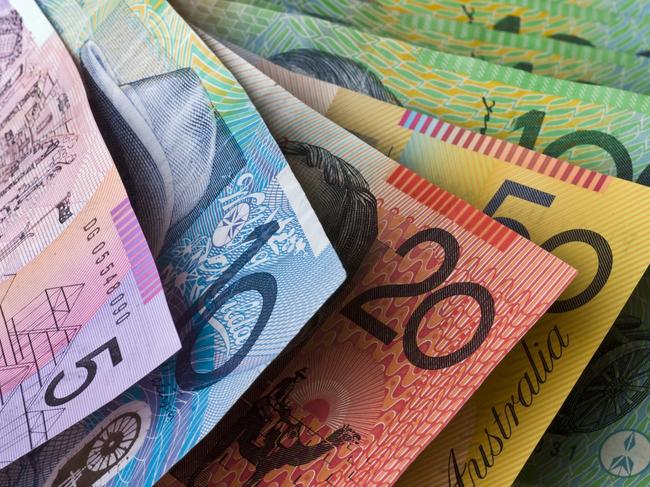 "Stock Photo of Australian Money, Five, Ten, Twenty, Fifty and One Hundred Dollar Notes"