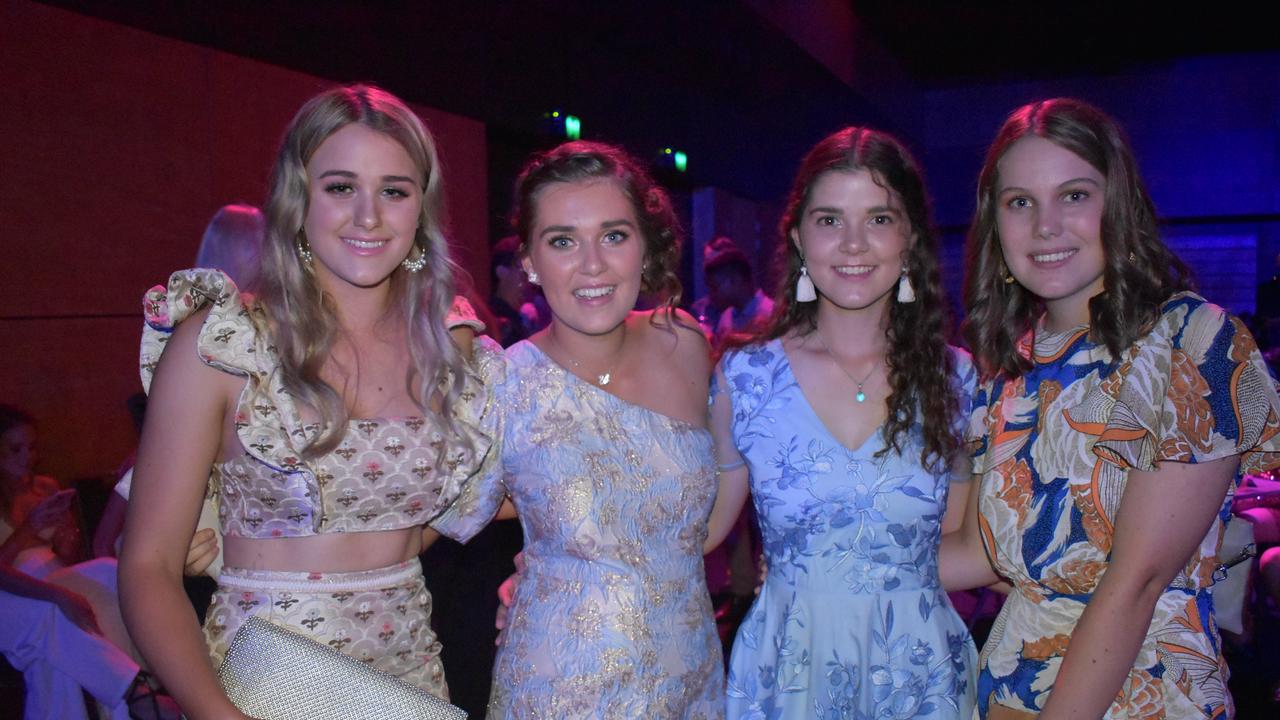 Sarina State High seniors (from left) Lucia Alford, Zoe Merkel, Chloe Micallef and Lucy Hamblin at Mocktail 2021. Picture: Tara Miko