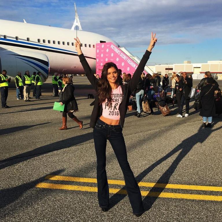 Sara Sampaio departs for Paris for the 2016 Victoria’s Secret Fashion Show on November 27, 2016 in New York City ... “And we are off to Paris.” Picture: Instagram