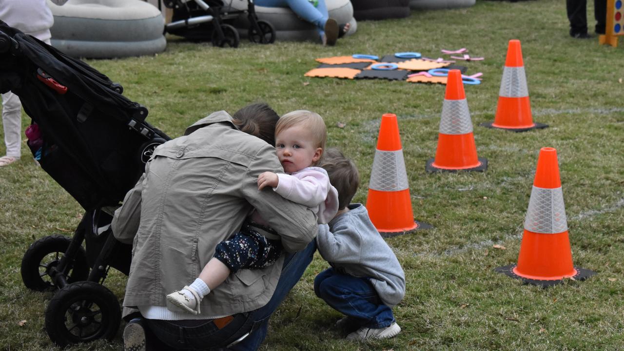 Families &amp; friends enjoy a Friday night out at the Unlock the Block event at Darcy Doyle Place, Ipswich, on August 12, 2022. Picture: Peta McEachern