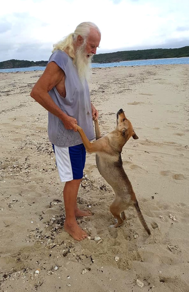 David Glasheen pictured with his dingo mate, Polly.