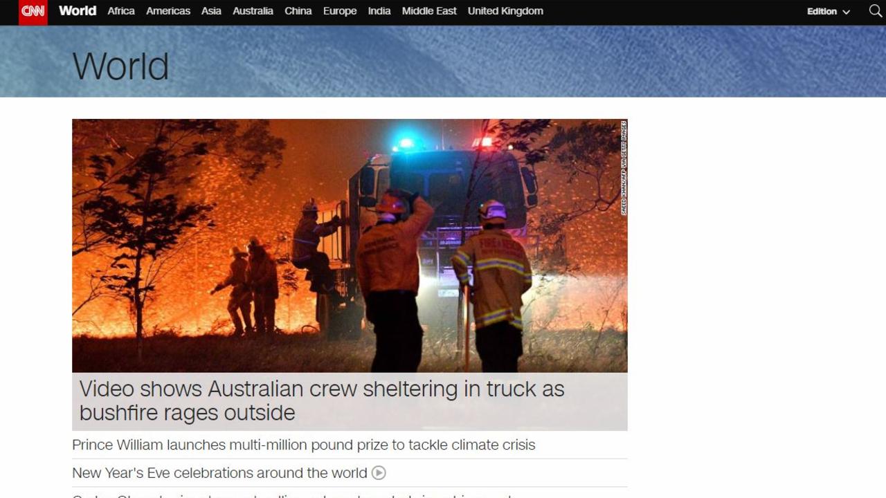 CNN ran Australia's bushfire crisis as its 'world' splash.