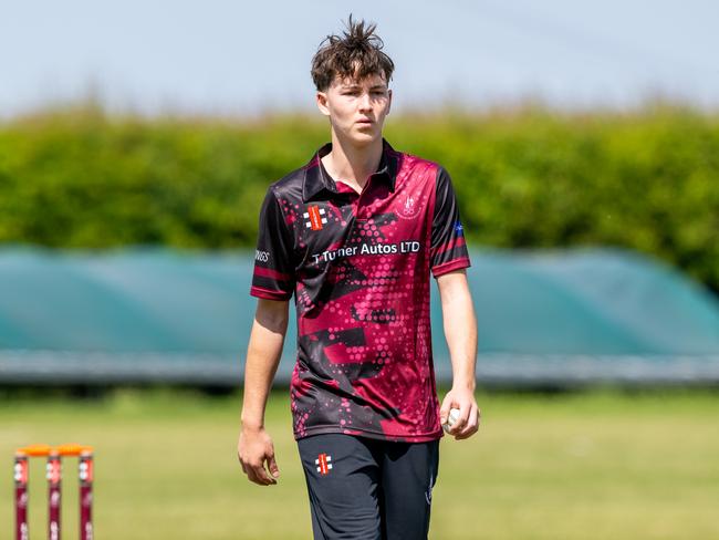 Liz Kemp and Brett Lee’s sone Preston following in his dad’s footsteps in action in England. Picture: Nigel Parker/format94