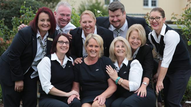 Jodie Rushton with her colleagues at Forest Lawn Memorial Park. Picture: Robert Pozo