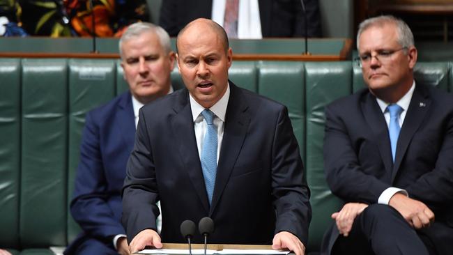 Treasurer Josh Frydenberg delivers the 2021/22 Federal Budget. Picture: Sam Mooy/Getty