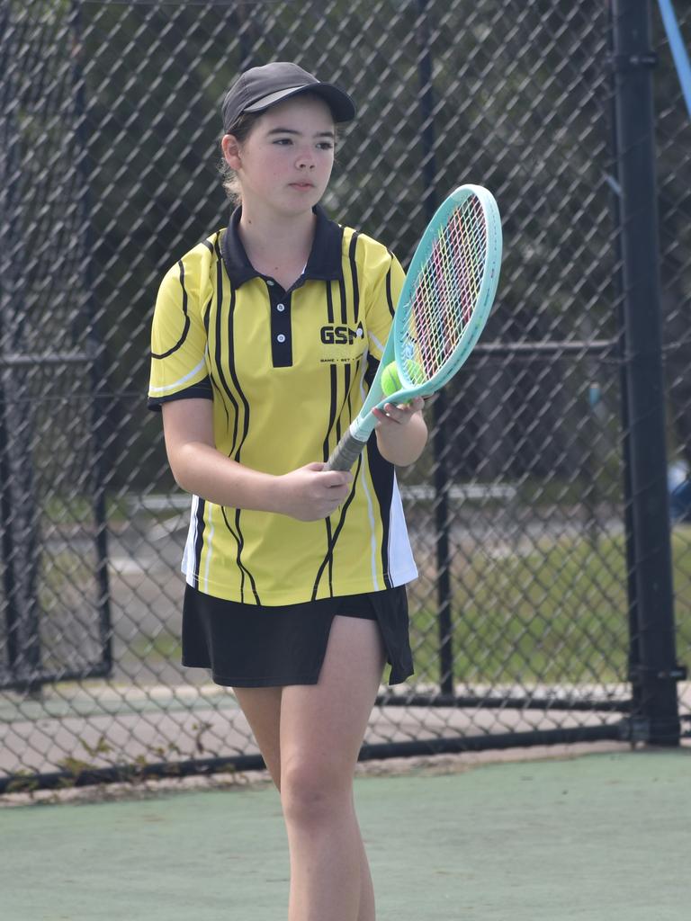 Players on court at the JDS Central Region tournament at the Rockhampton Regional Tennis Centre on July 14, 2024.