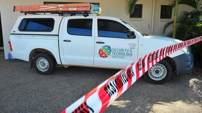 A white Hilux parked in the drive of a Rosebery unit, described as a “vehicle of interest” by police. The vehicle is being forensically examined.