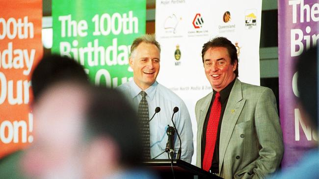 John Aitken and Rob Guest at the launch of the Centenary of Federation celebrations. Picture: Ned Kelly