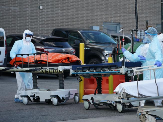 Bodies are moved to temporary morgue in Brooklyn. Picture: AFP.