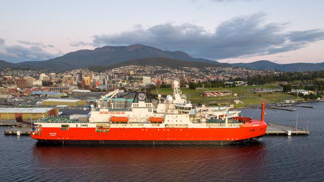 The RSV Nuyina in Hobart for maintenance work. Picture: City of Hobart