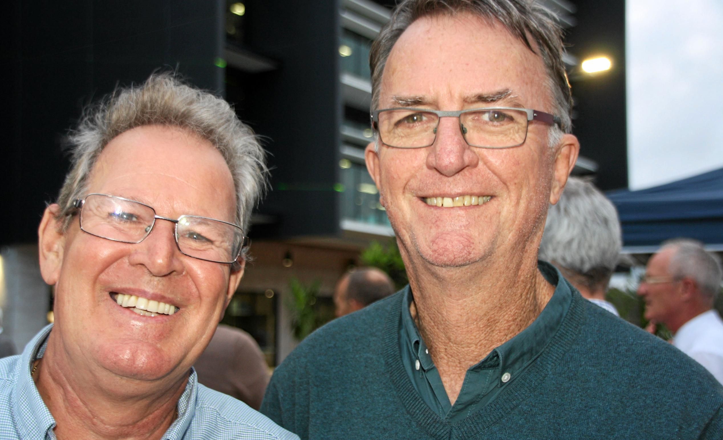 ?Stewart Magill of Pure Building Approvals and Greg Smith of Project Delivery Specialists at the Hutchinson Builders evening at the new Youi headquarters, Sippy Downs. Picture: Erle Levey