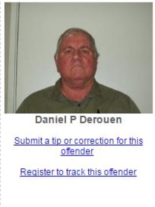 Citizens can register to track the future location of any individual offender such as 66-year-old child Louisiana pornographer Daniel Derouen. Picture: Iberia Parish Sheriff